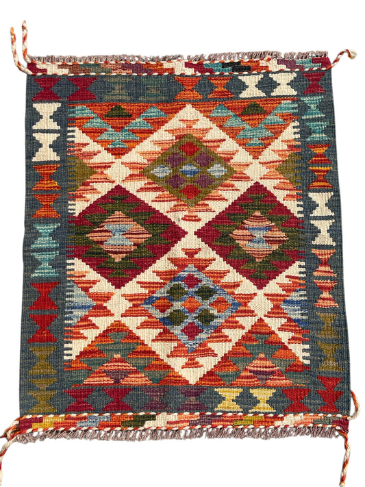 Hand Knotted Chobi Kilim Rug. 76x62cm