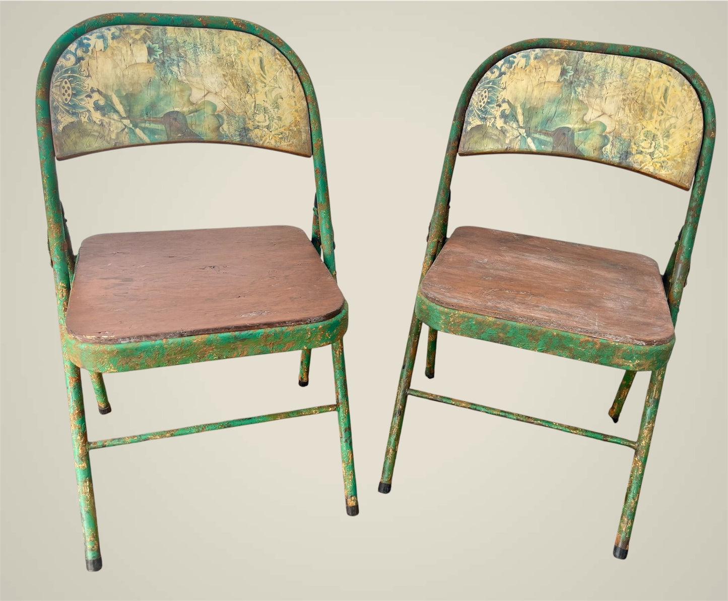 Pair of Vintage Painted Folding Chairs