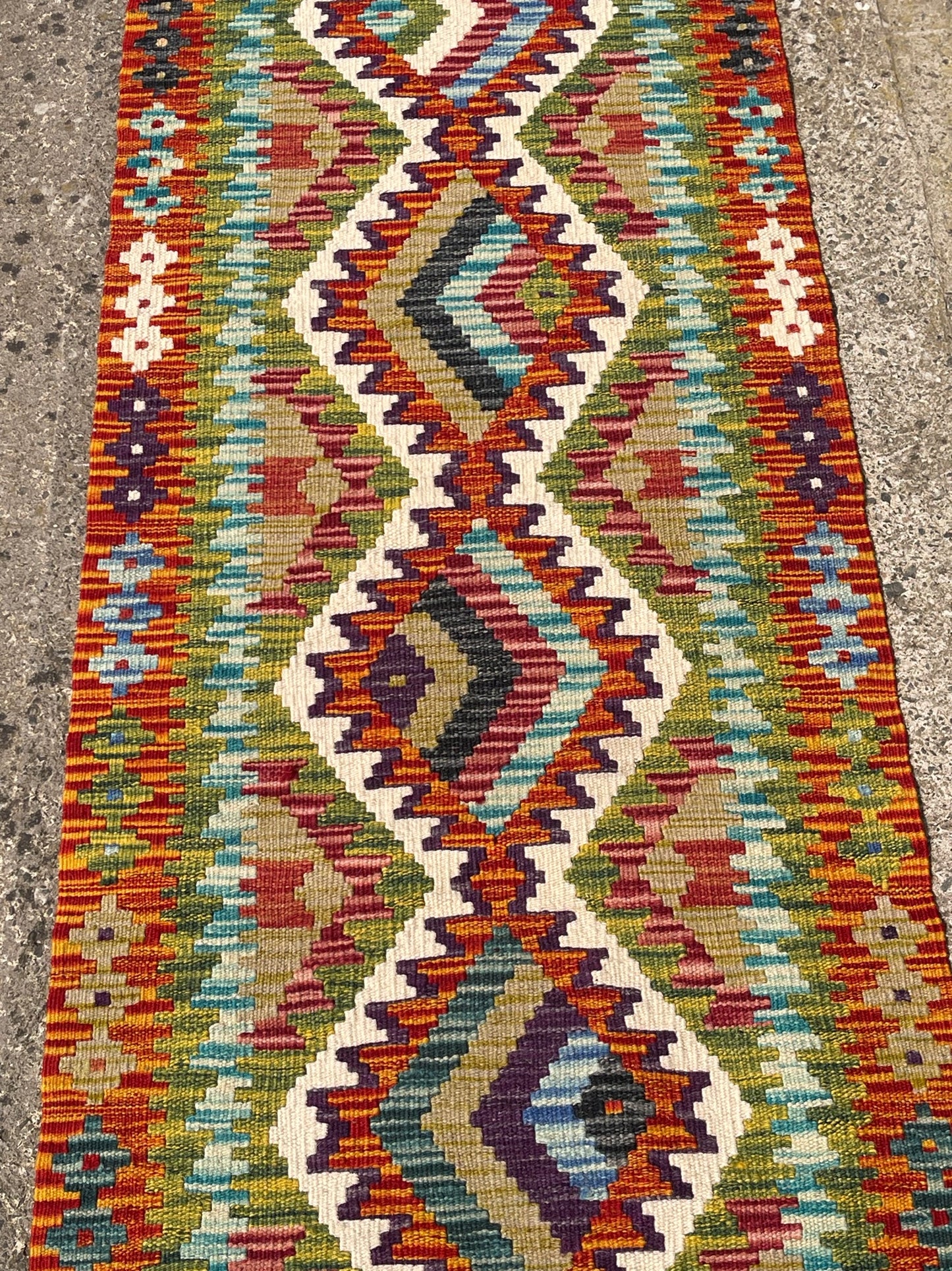 Hand Knotted Chobi Kilim Runner Rug 198 x 62cm