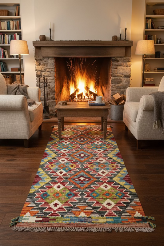 Hand knotted Chobi runner 140 x 61cm