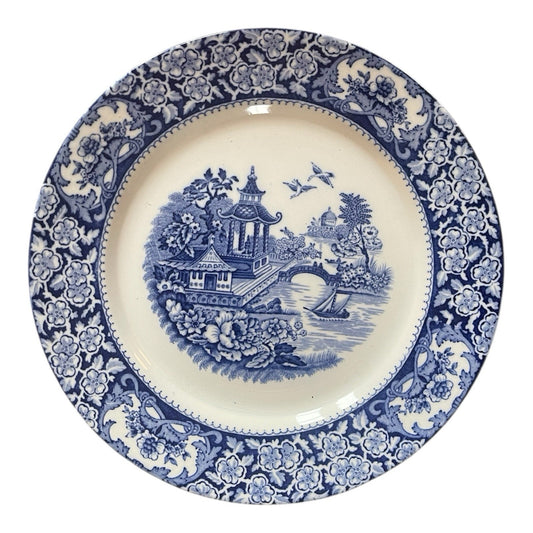 Vintage 1930s Olde Allen Ware Dinner Plate 10" - Chinese Pagoda Pattern