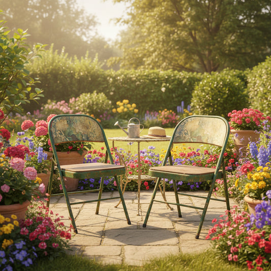 Pair of Vintage Painted Folding Chairs