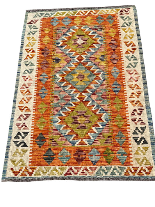 Hand Knotted Chobi Kilim Rug – 124x82cm